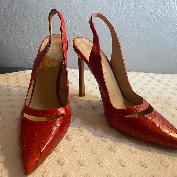 KURT GEIGER Red Croc Embossed Sling Back Heel - Picture 12 of 16